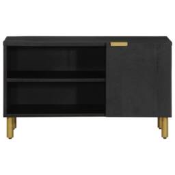 Berkfield Home TV Cabinet Black 80x33x46 cm Engineered Wood - Size: 80 x 33 x 46 cm - thumbnail 3