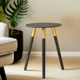 Orsina Round Side Table, Durably Constructed Modern Side Table, Long Lasting Compact Table for Living Room in Black - thumbnail 1
