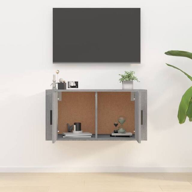 Berkfield Home Wall Mounted TV Cabinet Grey Sonoma 80x34.5x40 cm - image 1
