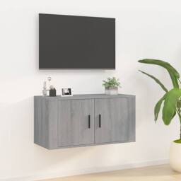 Berkfield Home Wall Mounted TV Cabinet Grey Sonoma 80x34.5x40 cm - thumbnail 2