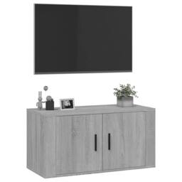 Berkfield Home Wall Mounted TV Cabinet Grey Sonoma 80x34.5x40 cm - thumbnail 4