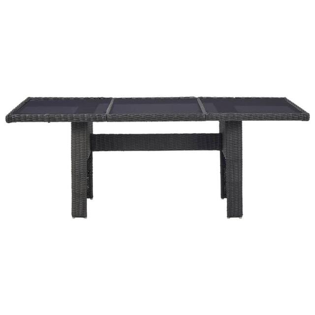 Berkfield Home Garden Dining Table Black 200x100x74 cm Glass & Poly Rattan - Size: 200 x 100 x 74 cm - image 1