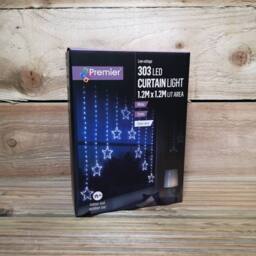 Samuel Alexander 1.2m x 1.2m Light up Star Pin Wire Christmas Curtain Lights with 303 White LEDs - thumbnail 5