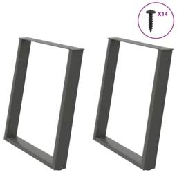 Berkfield Home Modern vidXL Dining Table Legs U-Shaped 2 pcs Anthracite 80x(72-7 in Charcoal - thumbnail 2