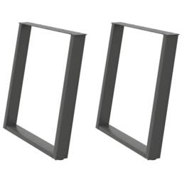 Berkfield Home Modern vidXL Dining Table Legs U-Shaped 2 pcs Anthracite 80x(72-7 in Charcoal - thumbnail 3