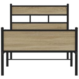 Berkfield Home Bed Frame without Mattress Sonoma Oak 90x190 cm Single Engineered Wood in Brown - thumbnail 4
