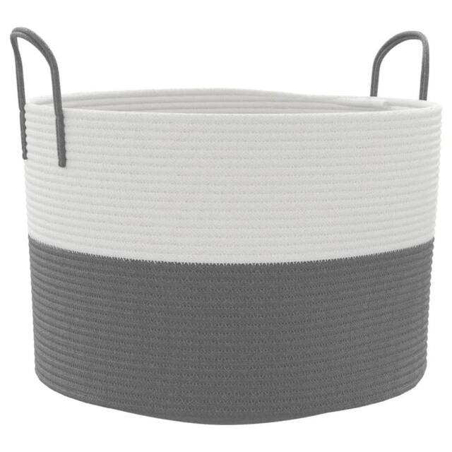 Berkfield Home Storage Basket Grey & White √ò51x33 cm Cotton - Size: 51x33 cm - image 1