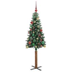 Berkfield Home Slim Christmas Tree with 150 LEDs Green & White 150 cm - thumbnail 6