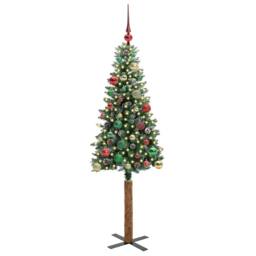 Berkfield Home Slim Christmas Tree with 150 LEDs Green & White 150 cm - thumbnail 3