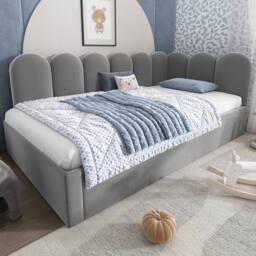 Rolipo Grey Velvet Daybed with Trundle, 3FT Single Guest Bed 90x190 cm - thumbnail 7