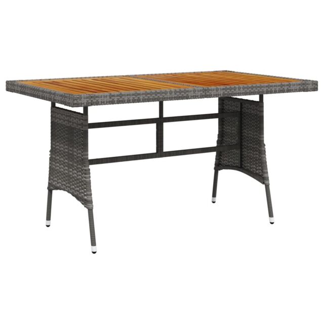 Berkfield Home Garden Table Grey 130x70x72 cm Poly Rattan & Solid Acacia Wood - Size: 130 x 70 x 72 cm - image 1
