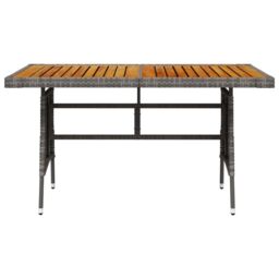 Berkfield Home Garden Table Grey 130x70x72 cm Poly Rattan & Solid Acacia Wood - Size: 130 x 70 x 72 cm - thumbnail 2