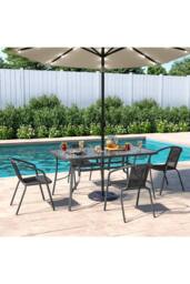 Living and Home 4 Person Patio Garden Dining Set With Umbrella in Black - thumbnail 1