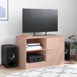 Berkfield Home TV Cabinet Pink 67x39x44 cm Steel - Size: 67 x 39 x 44 cm