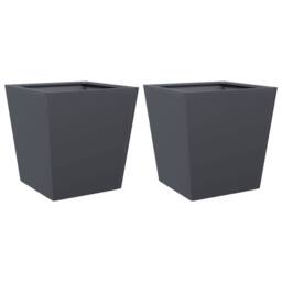 Berkfield Home Garden Planters Anthracite 2 pcs 40x40x40 cm Steel in Charcoal - Size: 40 x 40 x 40 cm - thumbnail 3