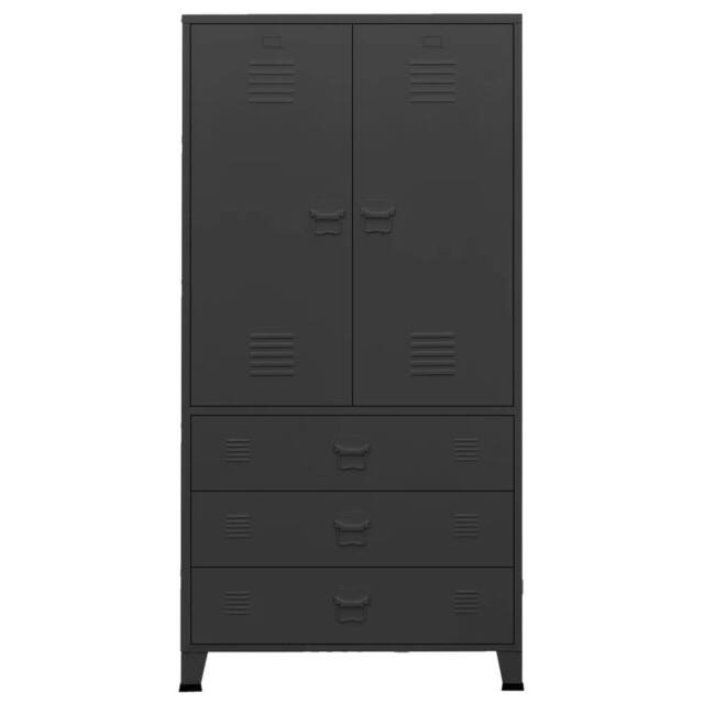 Berkfield Home Industrial Wardrobe Black 90x50x180 cm Metal - Size: 90 x 50 x 180 cm - image 1