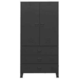 Berkfield Home Industrial Wardrobe Black 90x50x180 cm Metal - Size: 90 x 50 x 180 cm - thumbnail 1