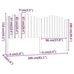 Berkfield Home Bed Headboard Black 206x4x110 cm Solid Wood Pine - Size: 206 x 4 x 110 cm - thumbnail 6