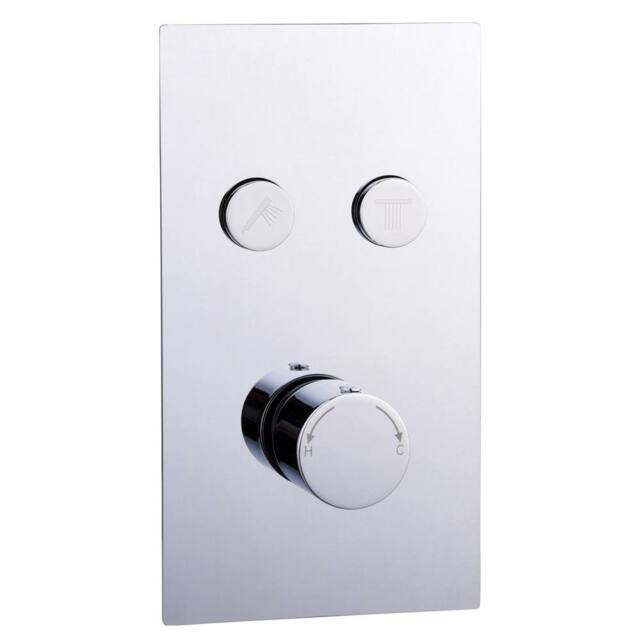 Bathroom Kingdom Menai Chrome Round Thermostatic Shower Valve - 2 Outlet in Silver - image 1