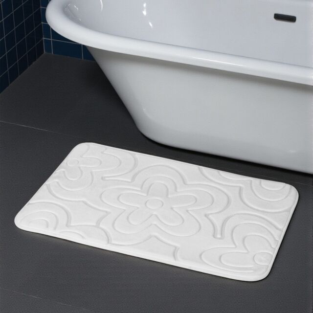 Showerdrape Clover White Memory Foam Bath Mat 800 x 500mm - image 1