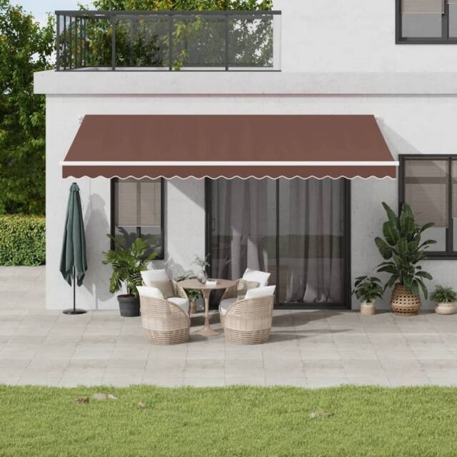 Berkfield Home Manual Retractable Awning with LED Brown 500x300 cm - image 1