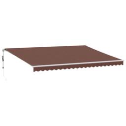 Berkfield Home Manual Retractable Awning with LED Brown 500x300 cm - thumbnail 2