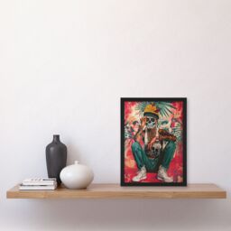 Artery8 Day of the Dead Portrait Tattoos Street Art Mexican Framed Art Print in Red - Size: A4 - thumbnail 4