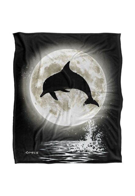JQ Licensing Royce Mcclure Dolphin Moon Silhouette Silky Touch Super Soft Throw Blanket 152 X 127 cm in White - image 1