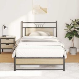 Berkfield Home Bed Frame without Mattress Sonoma Oak 107x203 cm Engineered Wood in Brown - thumbnail 4