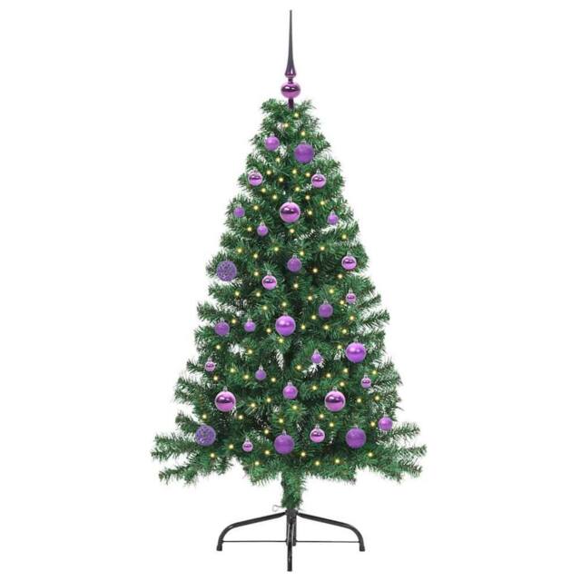 Berkfield Home Beautiful Artificial Pre-lit Christmas Tree Green 150 cm PVC - image 1
