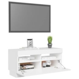 Berkfield Home TV Cabinet with LED Lights White 80x35x40 cm - Size: 80 x 35 x 40 cm - thumbnail 6