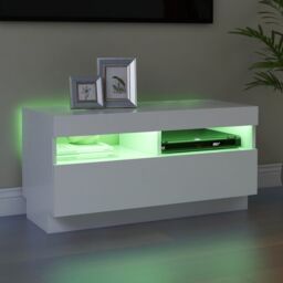 Berkfield Home TV Cabinet with LED Lights White 80x35x40 cm - Size: 80 x 35 x 40 cm - thumbnail 4
