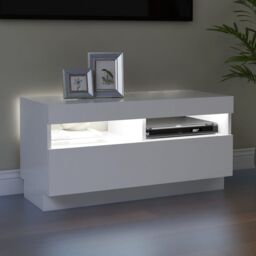 Berkfield Home TV Cabinet with LED Lights White 80x35x40 cm - Size: 80 x 35 x 40 cm - thumbnail 5