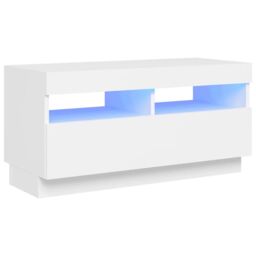 Berkfield Home TV Cabinet with LED Lights White 80x35x40 cm - Size: 80 x 35 x 40 cm - thumbnail 2