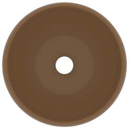 Berkfield Home Luxury Wash Basin Round Matt Cream 40x15 cm Ceramic - thumbnail 3