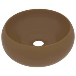 Berkfield Home Luxury Wash Basin Round Matt Cream 40x15 cm Ceramic - thumbnail 2