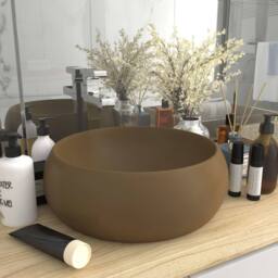 Berkfield Home Luxury Wash Basin Round Matt Cream 40x15 cm Ceramic