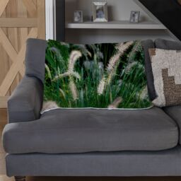 Benjamin Tate Design decorative cat tail grass growing along a walkway Designer Blanket in Natural - Size: 120 cm x 150 cm - thumbnail 2