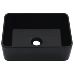 Berkfield Home Wash Basin 40x30x13 cm Ceramic Black - Size: 40 x 30 x 13 cm - thumbnail 2