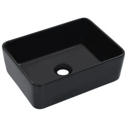 Berkfield Home Wash Basin 40x30x13 cm Ceramic Black - Size: 40 x 30 x 13 cm - thumbnail 1
