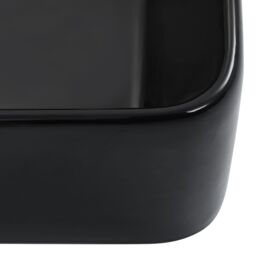 Berkfield Home Wash Basin 40x30x13 cm Ceramic Black - Size: 40 x 30 x 13 cm - thumbnail 5