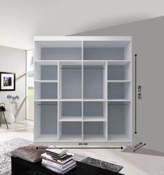 OLYMPIA FURNITURE Lyon 203cm Sliding Mirror Door Wardrobe With Hanging Rails & Shelves Available In 3 Colour in Black - thumbnail 2