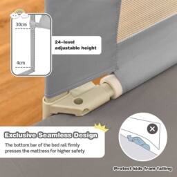 Costway 175CM Infant Bed Rail Adjustable Height Rail Guard Security Guardrail in Grey - thumbnail 7