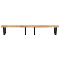 Berkfield Home Basin Shelf Wall Mounted Steel & Solid Wood Acacia in Brown - thumbnail 4
