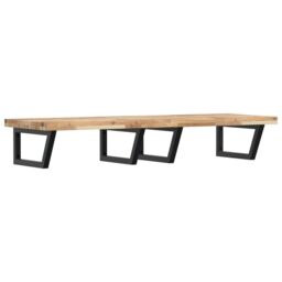 Berkfield Home Basin Shelf Wall Mounted Steel & Solid Wood Acacia in Brown - thumbnail 2