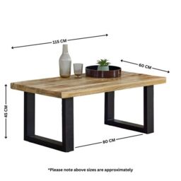Indian Hub Surrey Coffee Table - Solid Mango Wood/Metal - L60 x W115 x H45 cm in Brown - thumbnail 6
