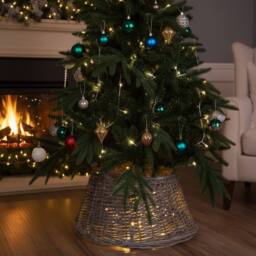Pegdev Wicker Christmas Tree Skirt Rattan Base Cover Large Stylish Collar in Brown - thumbnail 3
