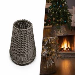 Pegdev Wicker Christmas Tree Skirt Rattan Base Cover Large Stylish Collar in Brown - thumbnail 4
