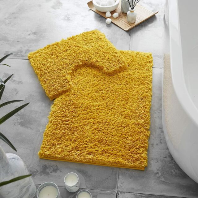 GAVENO CAVAILIA 2 Piece Zero Twist Bath Mat Set in Yellow - image 1