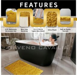 GAVENO CAVAILIA 2 Piece Zero Twist Bath Mat Set in Yellow - thumbnail 3